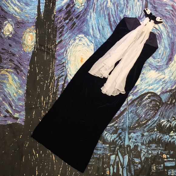 SOLD Vintage Velvet Blue Stunning 90s Retro Side - Picture 8 of 8